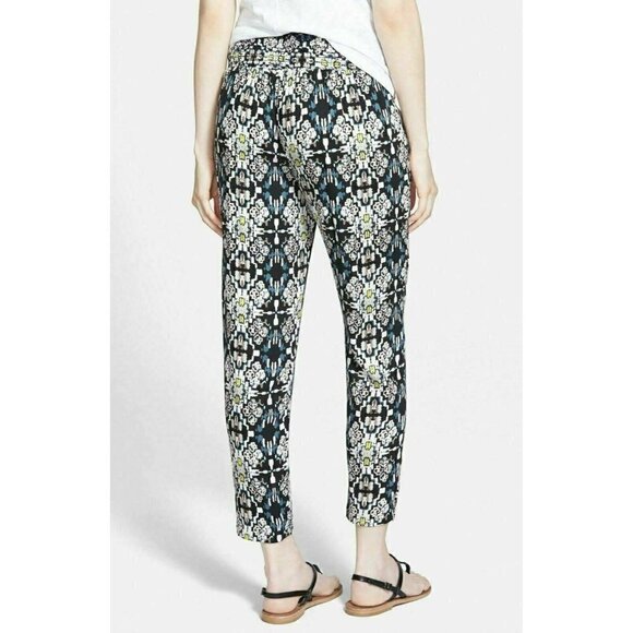 Ella Moss Pants - Ella Moss Womens Black 'Tierra' Print Ankle High Waist Pants Size M